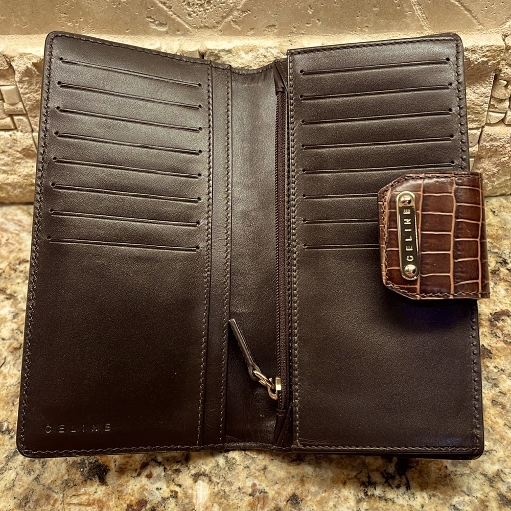 Celine Macadam Canvas & Croc Embossed Leather Wal… - image 5